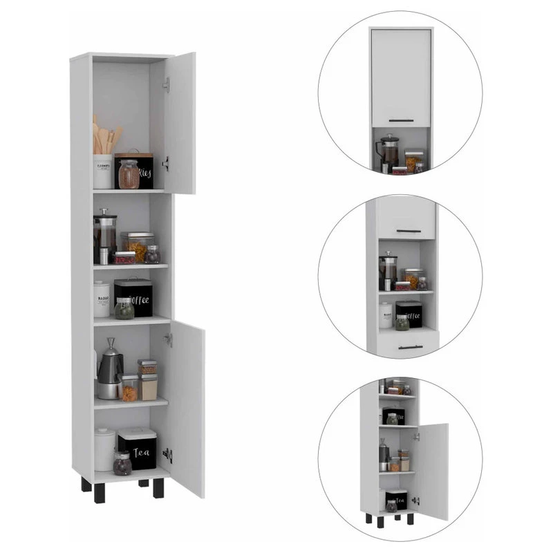 FM FURNITURE Sheffield Pantry Cabinet, White 8 FM FURNITURE Sheffield Pantry Cabinet, White - Image 6