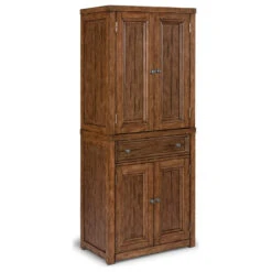 Rustic Kitchen Pantry, 2 Storage Cabinets With Inner Adjustable Shelves, Toffee