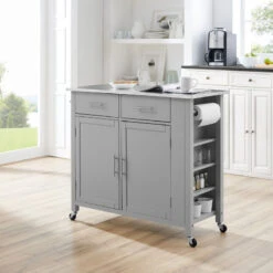 Crosley Savannah Stainless Steel Top Full-Size Kitchen Island Cart, Gray -Kitchen Storage Store 3ad1a61d0f73b870 4547 w800 h800 b0 p0