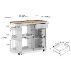 Chloe Kitchen Cart With Wheels, White And Natural -Kitchen Storage Store 3b8183c0037c3a5b 6090 w800 h800 b1 p0