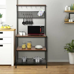 Gymax 4-Tier Kitchen Bakers Rack Microwave Oven Stand Industrial W/Hooks And 9 Gymax 4-Tier Kitchen Bakers Rack Microwave Oven Stand Industrial W/Hooks And -Kitchen Storage Store 3e91f3580fafe02c 6827 w800 h800 b0 p0