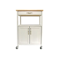Kitchen Trolley, White Base Natural Top