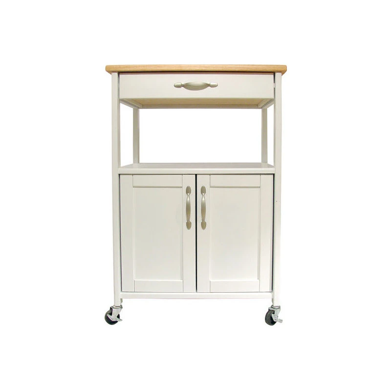 Kitchen Trolley, White Base Natural Top 3 Kitchen Trolley, White Base Natural Top
