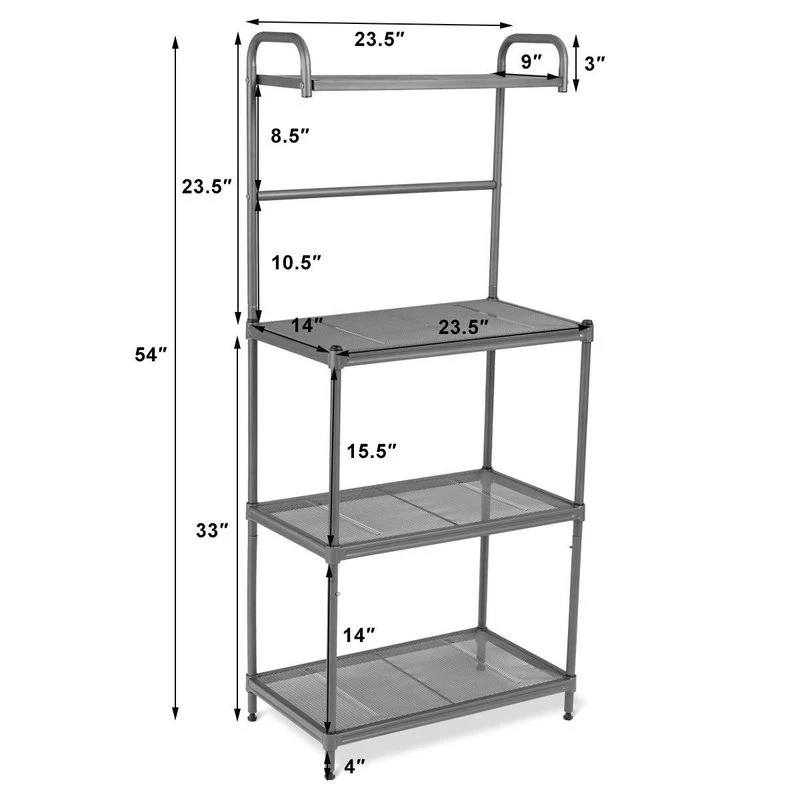 Costway 4-Tier Baker's Rack Microwave Oven Stand Shelves Storage Rack Organizer 4 Costway 4-Tier Baker's Rack Microwave Oven Stand Shelves Storage Rack Organizer - Image 2