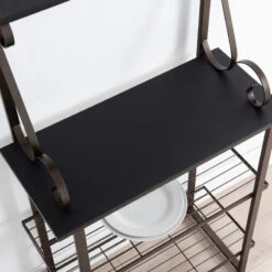 Kalamazoo 4 Tier Free Standing Kitchen Bakers Rack, Pewter Metal/Black Wood -Kitchen Storage Store 4021beed0c75b749 0046 w800 h800 b0 p0