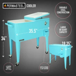 Permasteel 80 Quart Portable Rolling Patio Cooler, Turquoise 13 Permasteel 80 Quart Portable Rolling Patio Cooler, Turquoise -Kitchen Storage Store 4091113200ae8550 3351 w800 h800 b0 p0