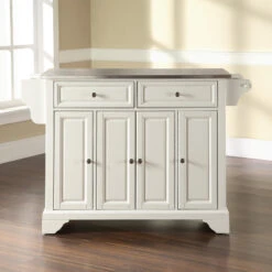 Crosley LaFayette Stainless Steel Top Kitchen Island, White Finish 11 Crosley LaFayette Stainless Steel Top Kitchen Island, White Finish -Kitchen Storage Store 40917646064633ab 4840 w800 h800 b0 p0