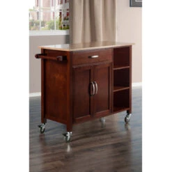 Winsome Wood Transitional Walnut And Natural Composite Wood Cart 94843 -Kitchen Storage Store 421104f30da390dd 3068 w800 h800 b0 p0