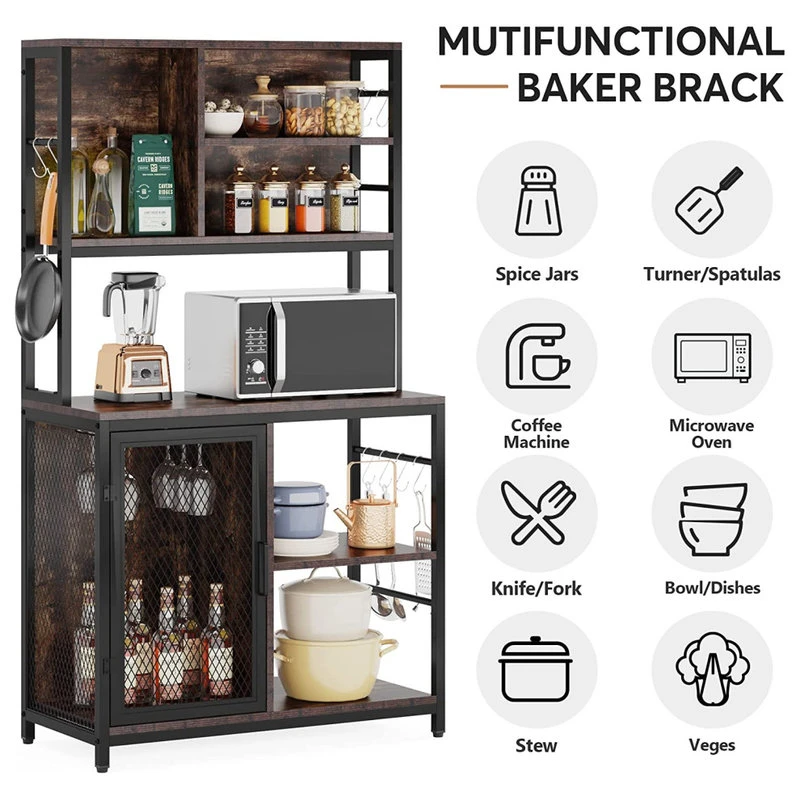 Tribesigns Bakers Rack Hutch, Kitchen Rack With Wine Cabinet And Glass Holder 8 Tribesigns Bakers Rack Hutch, Kitchen Rack With Wine Cabinet And Glass Holder - Image 6