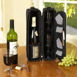 Sunset Wine Carrier For Two, Black/Gingham -Kitchen Storage Store 434179b90af20c40 2394 w800 h800 b0 p0