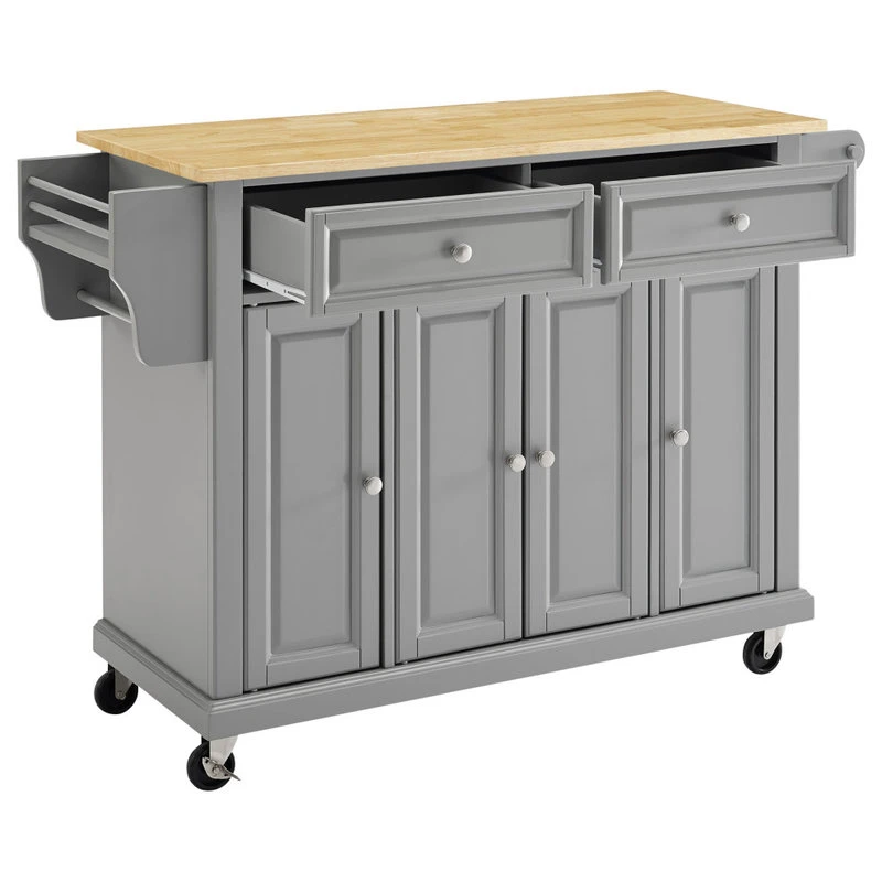 Crosley Natural Wood Top Kitchen Cart/Island, Vintage Grey 3 Crosley Natural Wood Top Kitchen Cart/Island, Vintage Grey