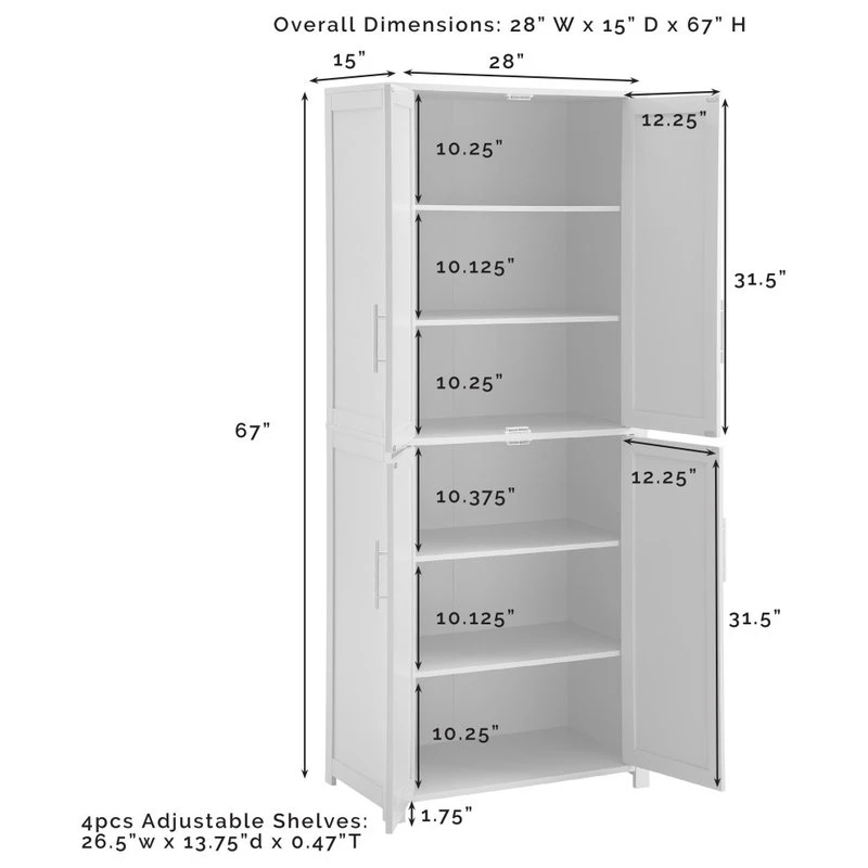 Crosley Savannah Tall Pantry, White 11 Crosley Savannah Tall Pantry, White - Image 9
