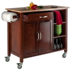 Winsome Wood Transitional Walnut And Natural Composite Wood Cart 94843 -Kitchen Storage Store 468198fb0da390d3 3068 w800 h800 b1 p0