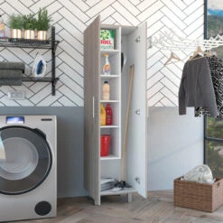 FM FURNITURE Norway Broom Closet Pantry, Light Gray/White 11 FM FURNITURE Norway Broom Closet Pantry, Light Gray/White -Kitchen Storage Store 4691446403515868 1974 w800 h800 b0 p0