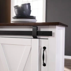 Lenton Barn-Door Kitchen Island, Dark Brown And White -Kitchen Storage Store 46e110f90dc5935c 1206 w800 h800 b0 p0