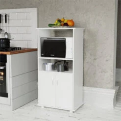 Boahaus Montpellier Modern Wood Kitchen Pantry With Open Compartments In White -Kitchen Storage Store 477149b803ad30ac 2706 w800 h800 b0 p0