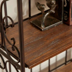 Zimlay Eclectic 4-Tiered Iron And Wood Scrolled Bakers Rack 69872 -Kitchen Storage Store 479105520269a6ed 0228 w800 h800 b0 p0