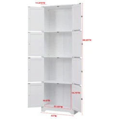 Bushnell 4 Tier Wood Kitchen Pantry Storage Cabinet, White, Standard -Kitchen Storage Store 49b104100fb2b118 6892 w800 h800 b1 p0