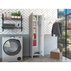 FM FURNITURE Norway Broom Closet Pantry, Light Gray/White 12 FM FURNITURE Norway Broom Closet Pantry, Light Gray/White -Kitchen Storage Store 4a512d8403515869 1974 w800 h800 b0 p0