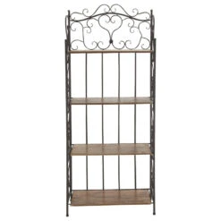 Zimlay Eclectic 4-Tiered Iron And Wood Scrolled Bakers Rack 69872 -Kitchen Storage Store 4a9127950269a6ef 0228 w800 h800 b1 p0