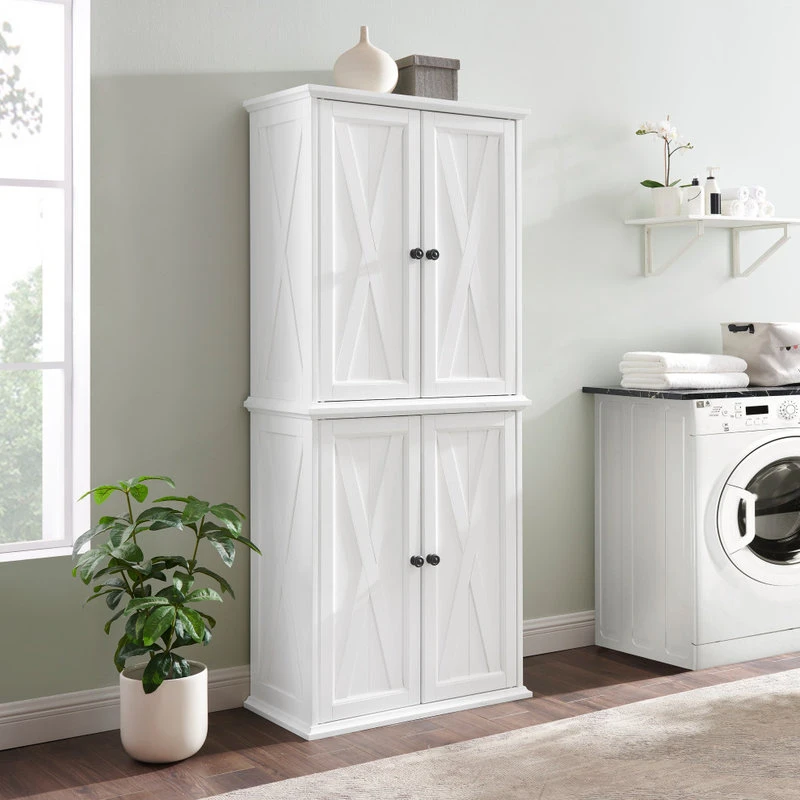 Crosley Clifton Tall Pantry Distressed White 2 Stackable Pantries 11 Crosley Clifton Tall Pantry Distressed White 2 Stackable Pantries - Image 9
