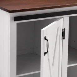 Lenton Barn-Door Kitchen Island, Dark Brown And White -Kitchen Storage Store 4eb14e4a0dc5939c 1206 w800 h800 b0 p0