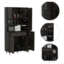 Helis 90 Pantry Cabinet Black Wengue -Kitchen Storage Store 4fb1851602fe24a4 4012 w800 h800 b1 p0
