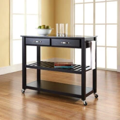 Crosley Solid Black Granite Top Kitchen Cart/Island, Optional Stool Storage, Black 12 Crosley Solid Black Granite Top Kitchen Cart/Island, Optional Stool Storage, Black -Kitchen Storage Store 5401d65c06463dc8 0208 w800 h800 b0 p0