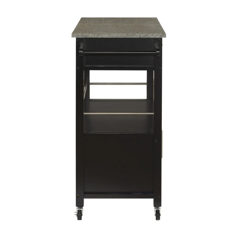 Cameron Kitchen Cart With Granite Top, 30W X 17.99D X 36.02H, Black 4 Cameron Kitchen Cart With Granite Top, 30W X 17.99D X 36.02H, Black - Image 2