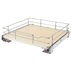 Solid Surface Pull Out Organizer Shelf With Soft Close, Natural, 20.3"