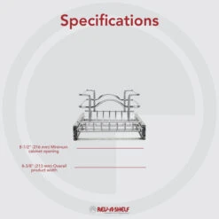 Single Tier Bottom Mount Pull Out Steel Wire Organizer, 8.75" 13 Single Tier Bottom Mount Pull Out Steel Wire Organizer, 8.75" -Kitchen Storage Store 56712f3f0258581f 8081 w800 h800 b0 p0