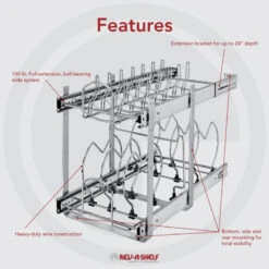 Two-Tier Steel Wire Pull Out Cookware Cabinet Organizer, 11.75" -Kitchen Storage Store 56b19bc00e7a5d97 8048 w800 h800 b0 p0