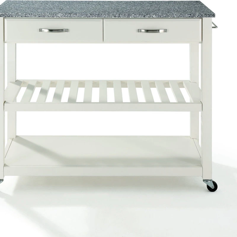 Crosley Solid Granite Top Kitchen Cart/Island, Optional Stool Storage, White 5 Crosley Solid Granite Top Kitchen Cart/Island, Optional Stool Storage, White - Image 3