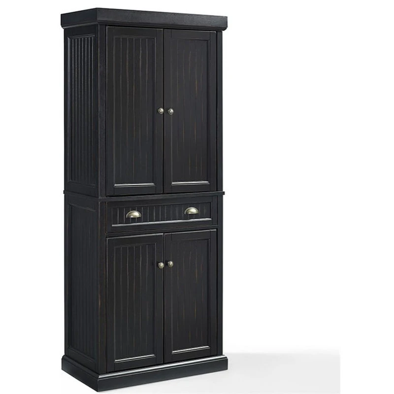 Crosley Seaside 4 Door Coastal Pantry In Black 3 Crosley Seaside 4 Door Coastal Pantry In Black