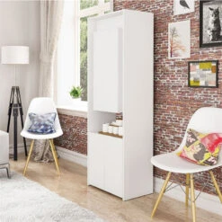 Boahaus Gunsan Multipurpose Modern Wood Storage Cabinet With Desk In White -Kitchen Storage Store 580112ae0396cb43 9029 w800 h800 b0 p0