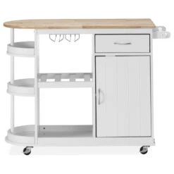 Chloe Kitchen Cart With Wheels, White And Natural -Kitchen Storage Store 582149cd0f905ae7 6090 w800 h800 b1 p0