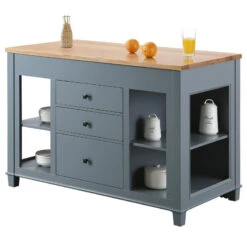 Medley Kitchen Island With Slide Out Table, 54", Gray