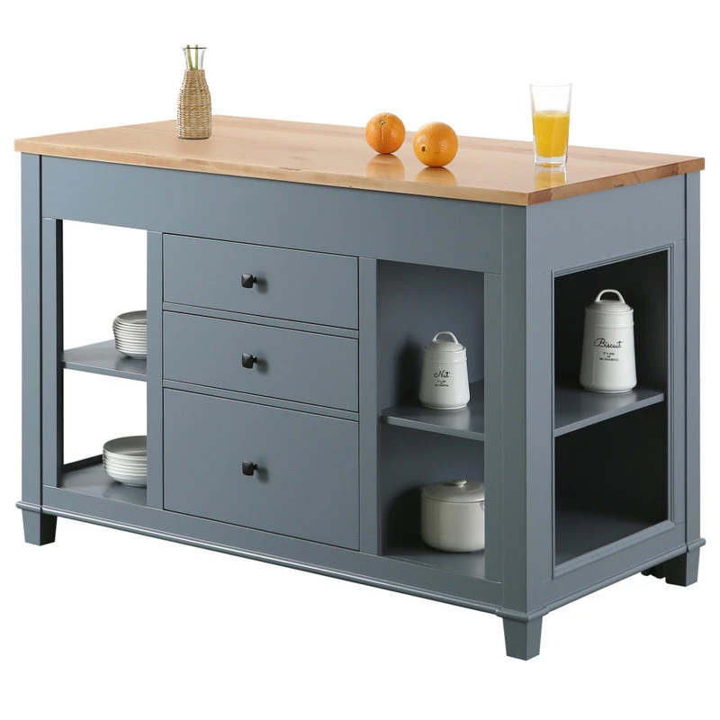 Medley Kitchen Island With Slide Out Table, 54", Gray 3 Medley Kitchen Island With Slide Out Table, 54", Gray