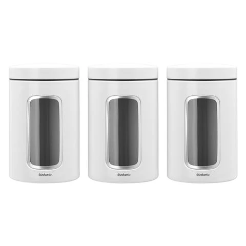 Brabantia - Window Canister White 1.4L Set 3pce 3 Brabantia - Window Canister White 1.4L Set 3pce