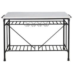 Steve Silver Claire Kitchen Island In White Marble And Black Metal CR540CK -Kitchen Storage Store 5b5162cc0d9e4938 4537 w800 h800 b1 p0