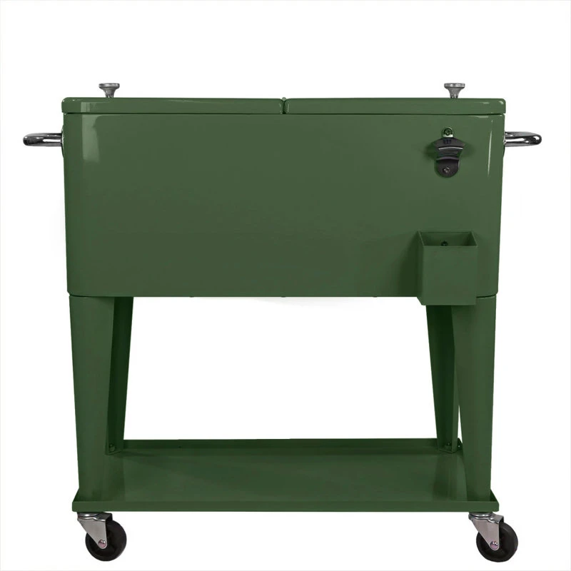 Green Retro 80 Quart Rolling Cooler Patio Outdoor Ice Chest Drink Bar 6 Green Retro 80 Quart Rolling Cooler Patio Outdoor Ice Chest Drink Bar - Image 4