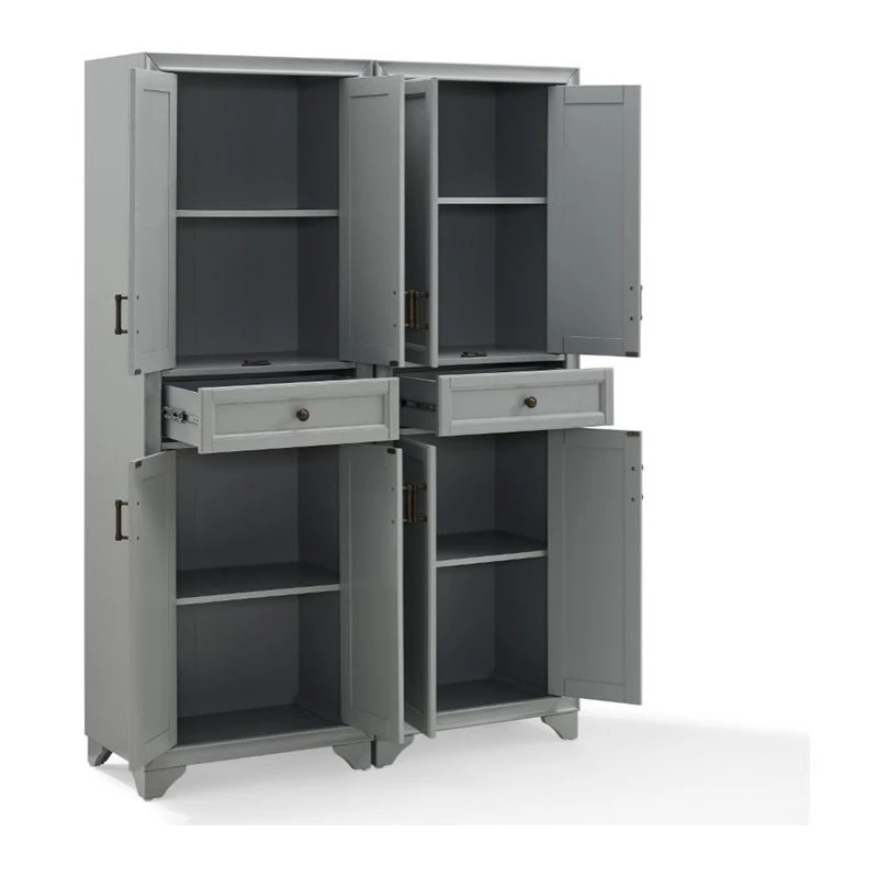 Crosley Tara 4 Door Pantry Set In Distressed Gray (Set Of 2) 7 Crosley Tara 4 Door Pantry Set In Distressed Gray (Set Of 2) - Image 5