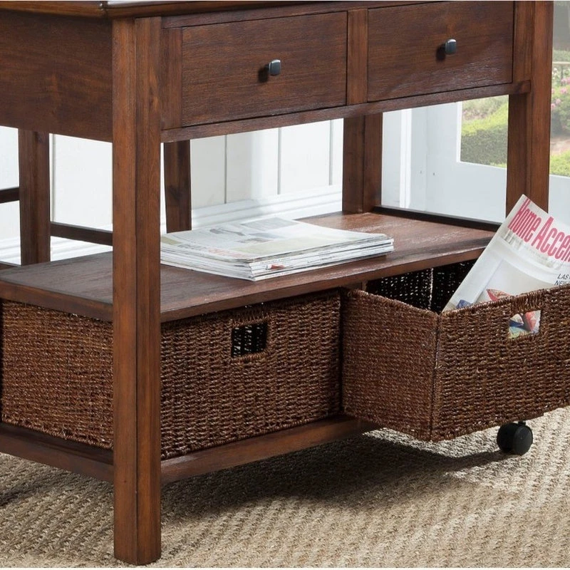 Wooden Kitchen Cart With Storage Drawers Brown 4 Wooden Kitchen Cart With Storage Drawers Brown - Image 2
