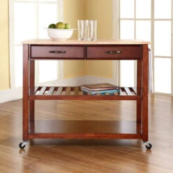 Crosley Natural Wood Top Kitchen Cart/Island, Optional Stool Storage, Classic Cherry 13 Crosley Natural Wood Top Kitchen Cart/Island, Optional Stool Storage, Classic Cherry -Kitchen Storage Store 67516e1606463d16 0152 w800 h800 b0 p0