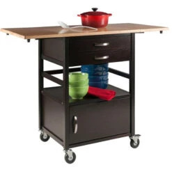 Winsome Bellini Transitional Solid Wood Kitchen Cart In Natural And Coffee -Kitchen Storage Store 686122220ed9cdf8 5953 w800 h800 b1 p0