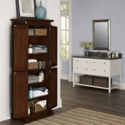 Homestyles Americana Wood Pantry In Brown -Kitchen Storage Store 69b10e710400952d 0009 w800 h800 b0 p0
