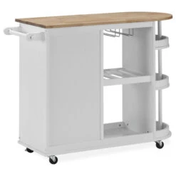 Chloe Kitchen Cart With Wheels, White And Natural -Kitchen Storage Store 6b01771a0f905ad8 6090 w800 h800 b1 p0