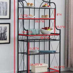Leroy Black Metal And Walnut Wood 5-Tier Baker's Rack -Kitchen Storage Store 6b4123e70bc0a3cc 8118 w800 h800 b0 p0