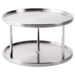 Jiallo Stainless Steel Lazy Susan, 2-Tier Turntable Organizer