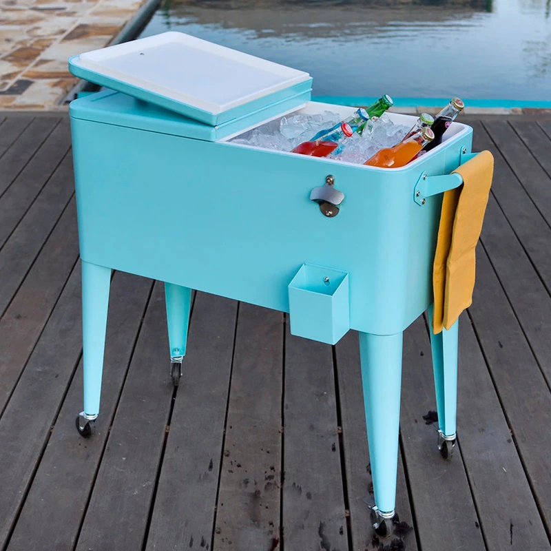 Permasteel 80 Quart Portable Rolling Patio Cooler, Turquoise 4 Permasteel 80 Quart Portable Rolling Patio Cooler, Turquoise - Image 2